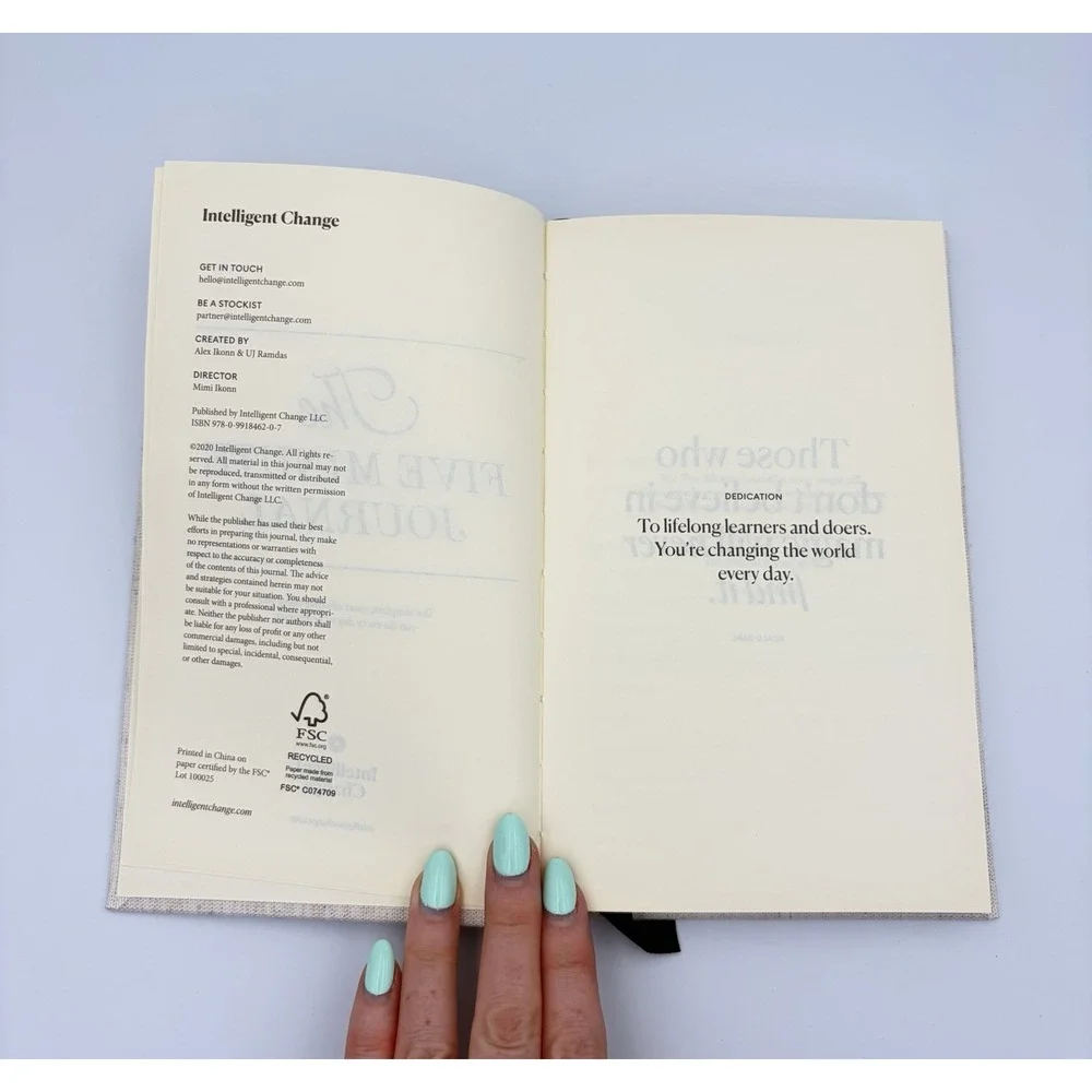 The Five Minute Journal Intelligent Change Original Linen Gratitude Undated New